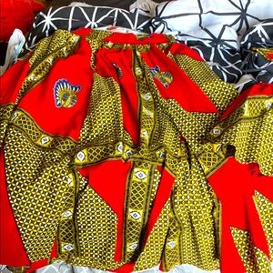 Vibrant Red and Gold Women's Skirt